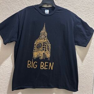 London Landmark “Big Ben” Men’s 100% Cotton Tee -T-shirt—2XL  Black Tee